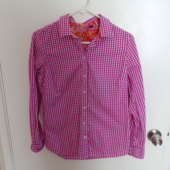 Robert Graham Pink Gingham Long Sleeve Button Down Shirt Women's Size M Cotton - Picture 1 of 11